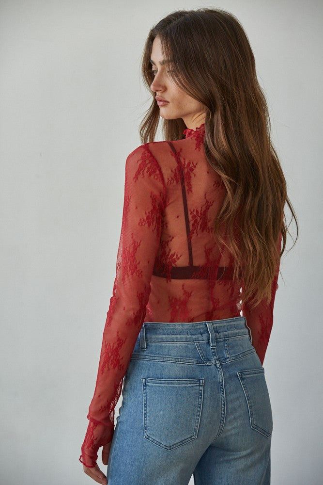Aubrey Ruby Lace Top