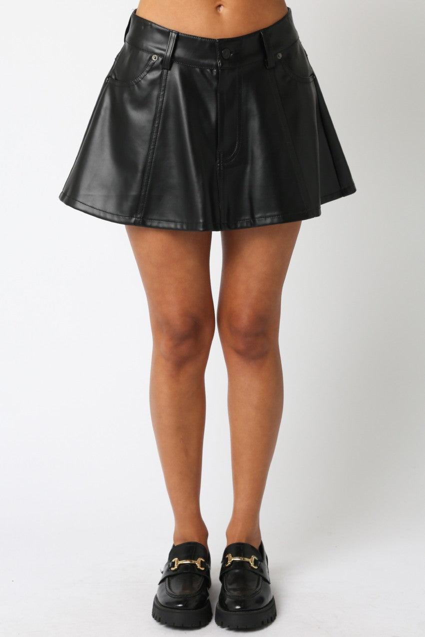 Ava Leather Flare Skirt