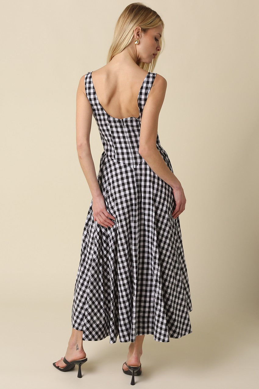 Lisa Gingham Sleeveless Maxi Dress