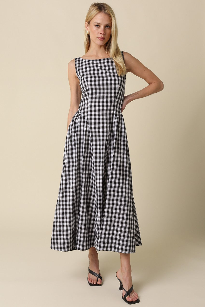 Lisa Gingham Sleeveless Maxi Dress