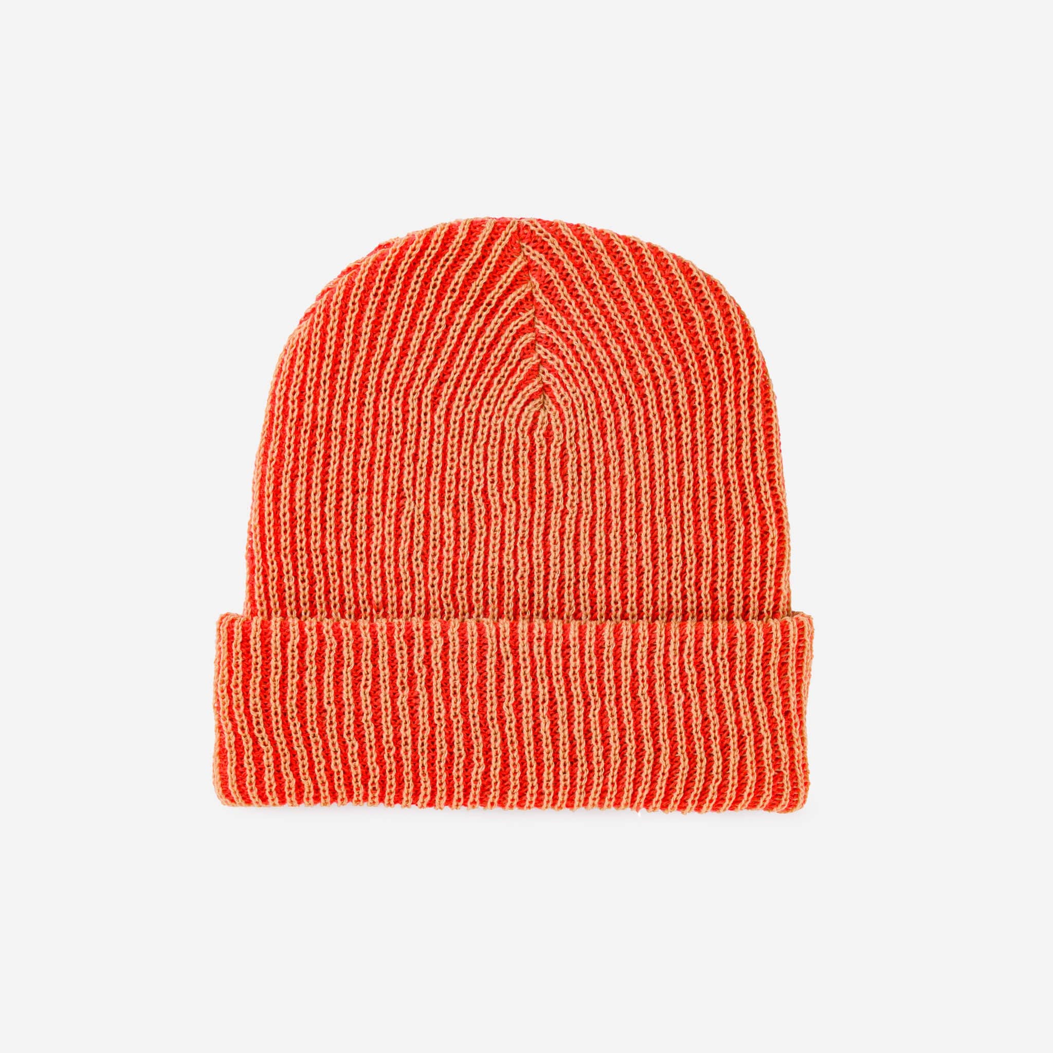 Simple Rib Knit Beanie: Camel Poppy
