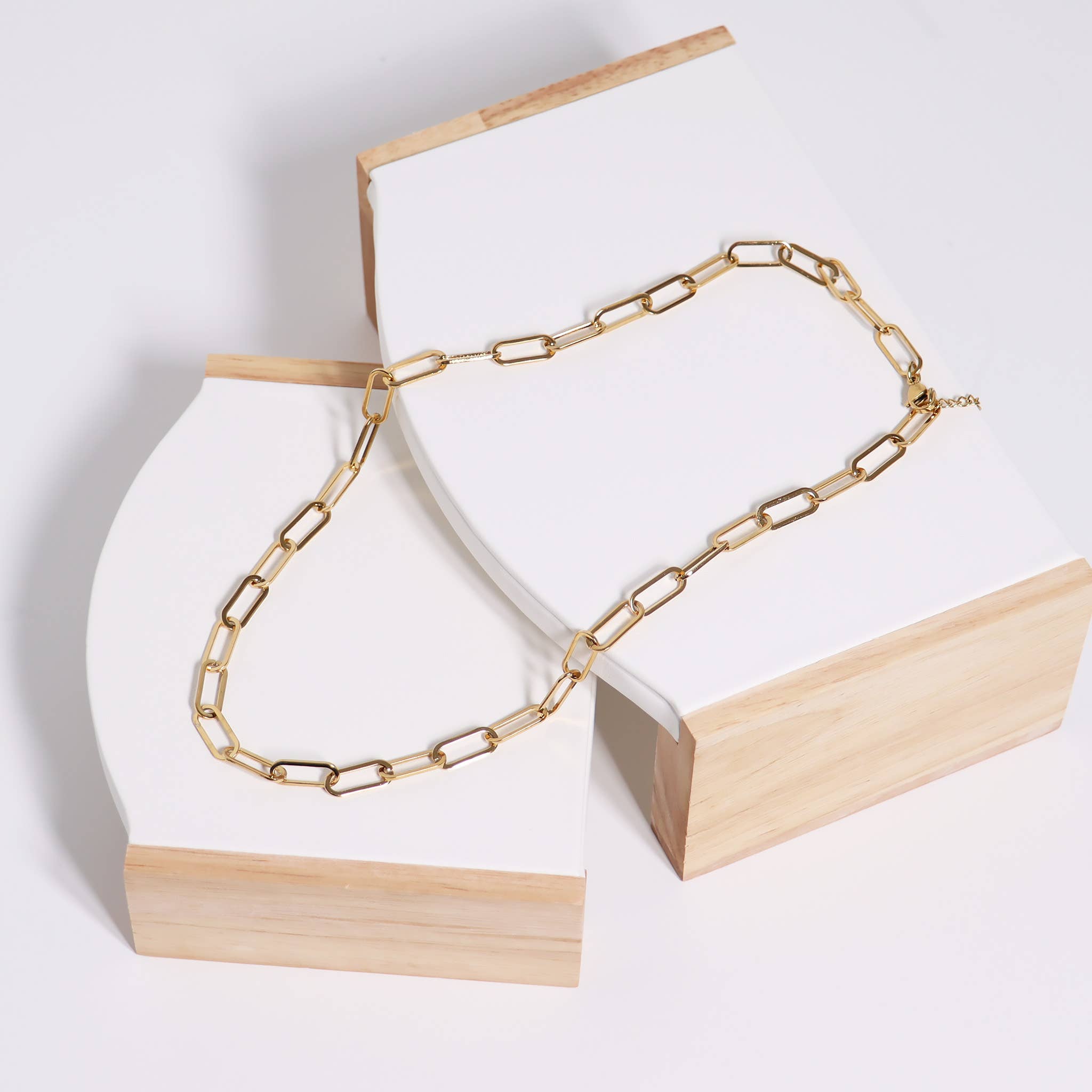 18K Gold Plated Large Paperclip Chain Necklace