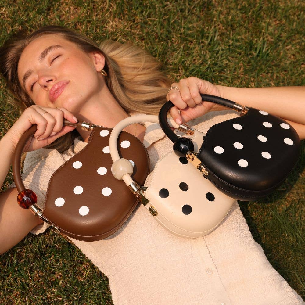 Jennie Black Recycled Vegan Polka Dot Top Handle Bag