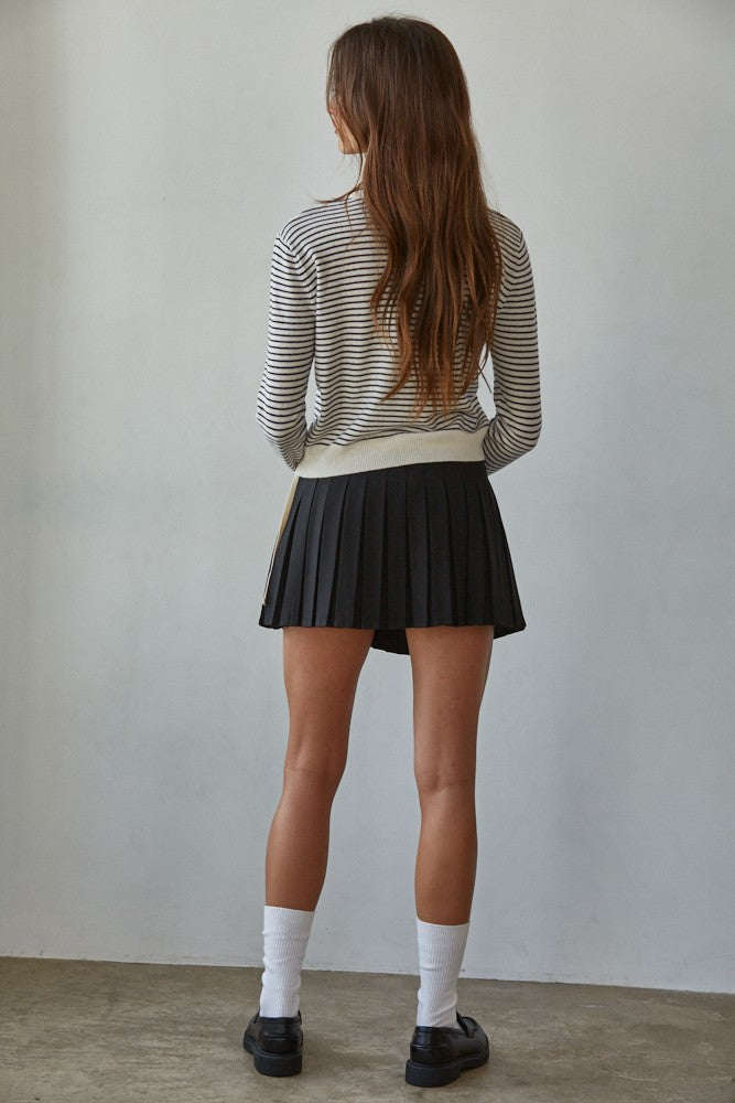 Woven Cotton Pleated Mini Skort