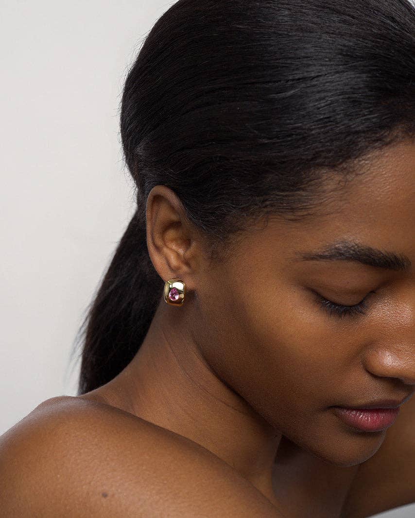 Penn Gemstone Hoops - Pink