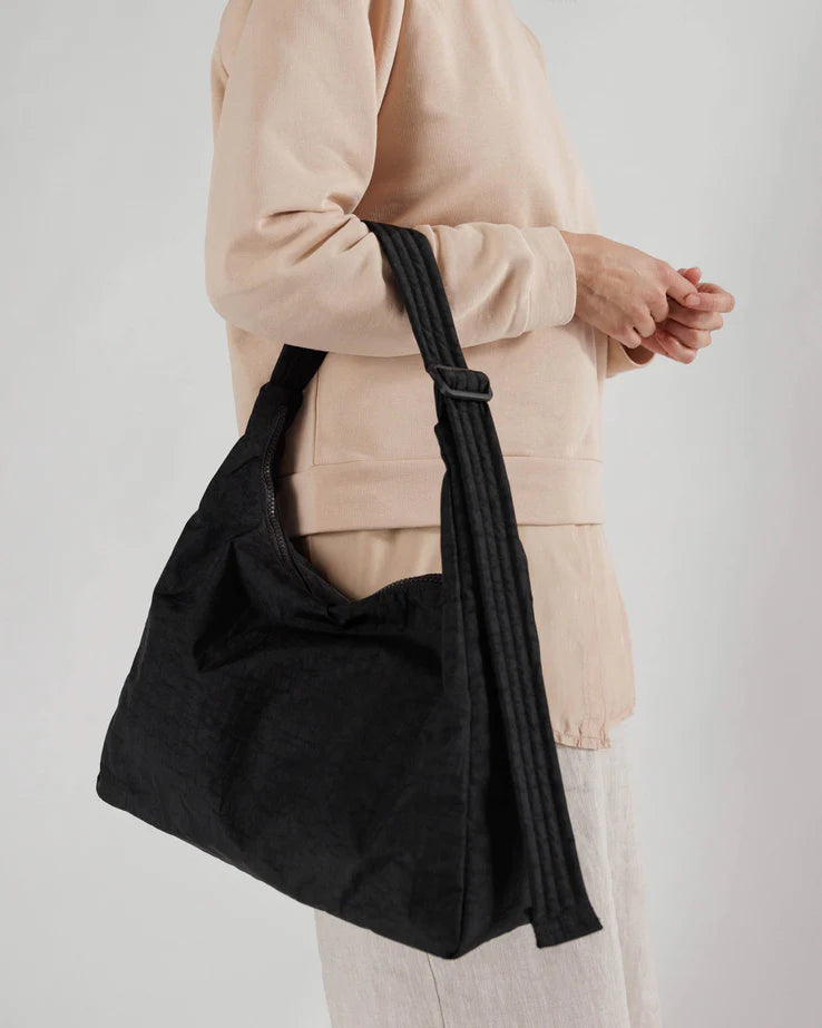 Big Nylon Shoulder Bag - Black