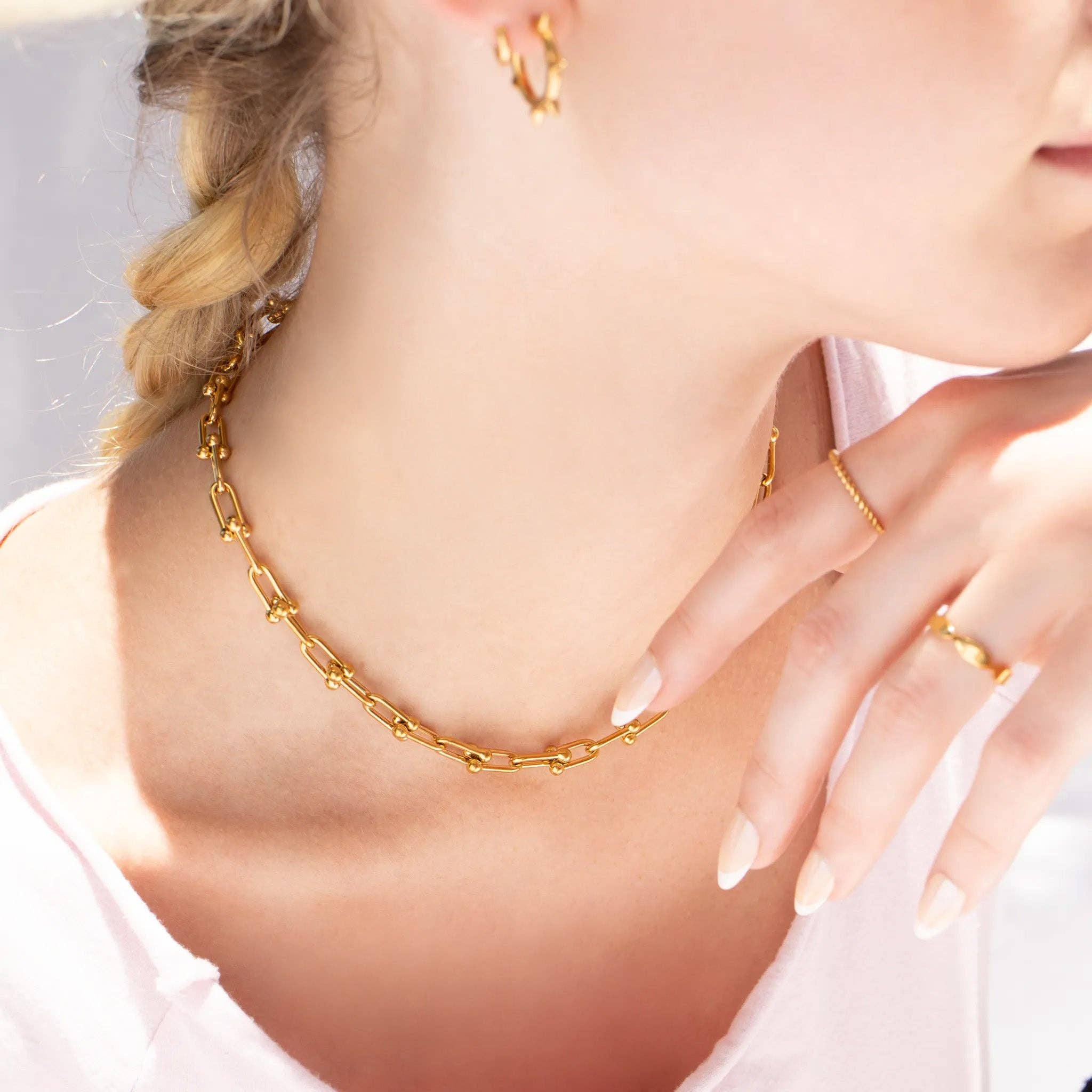 18K Gold Plated Hardware Chain Necklace