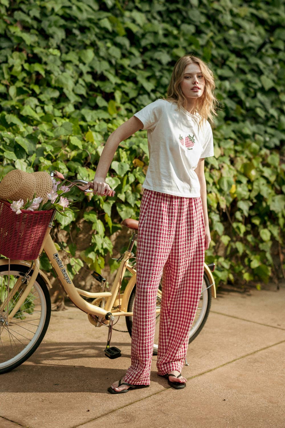 Red Gingham Pattern Pants