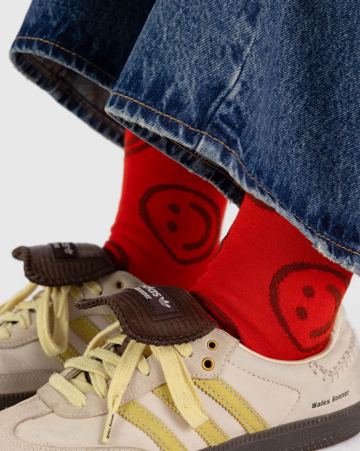 Crew Socks- Red Happy