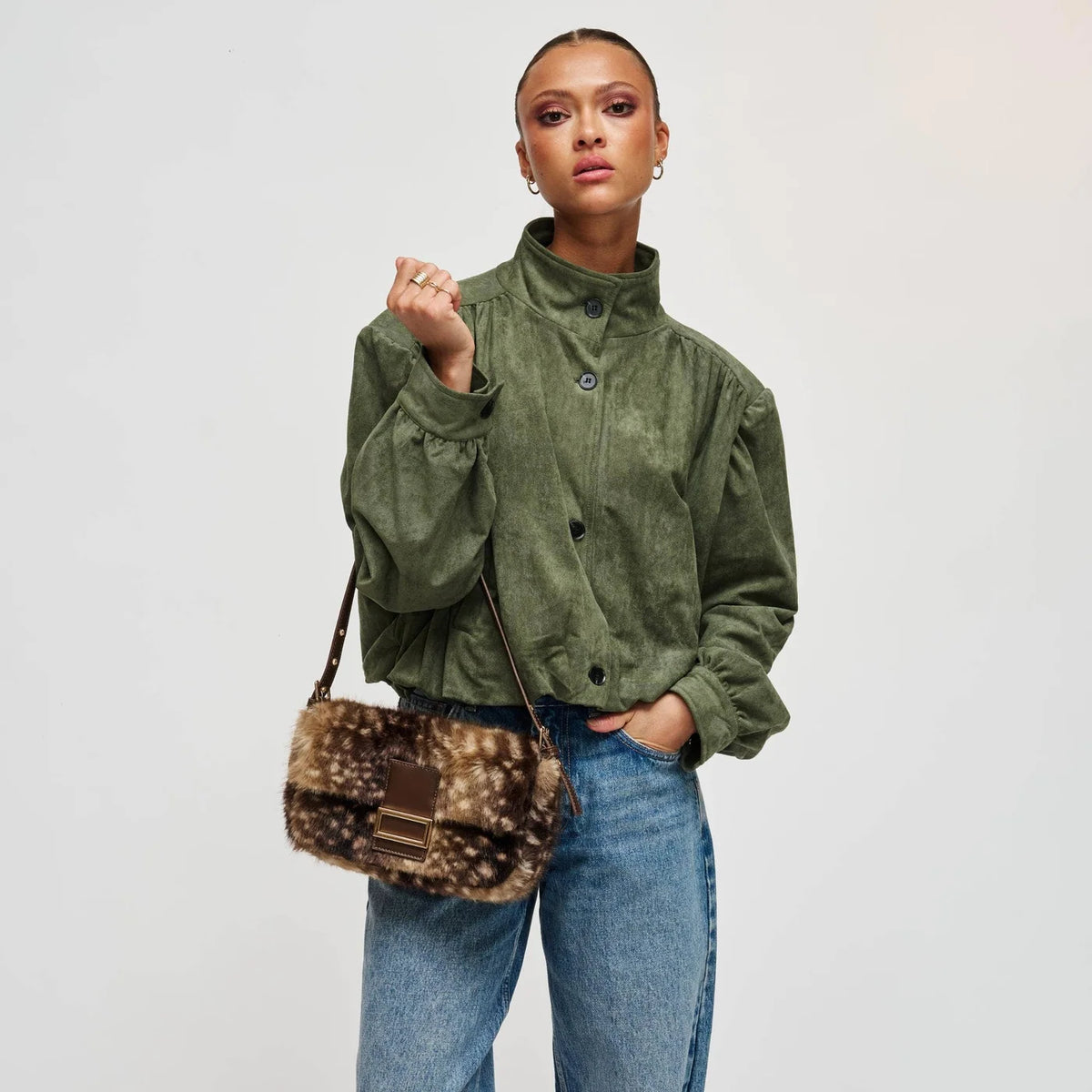 Beverly - Fawn Faux Fur Shoulder Bag