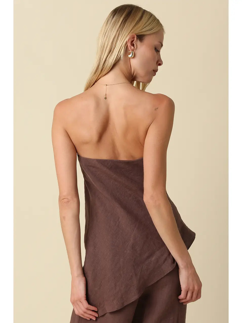 Rita Draped Strapless Linen Top