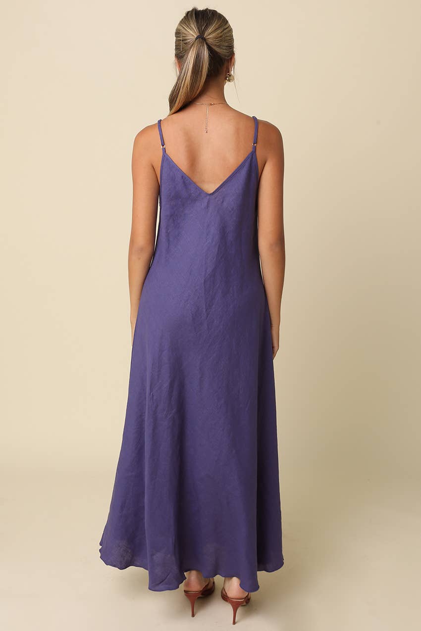 Cody Linen Slip Maxi Dress - Navy