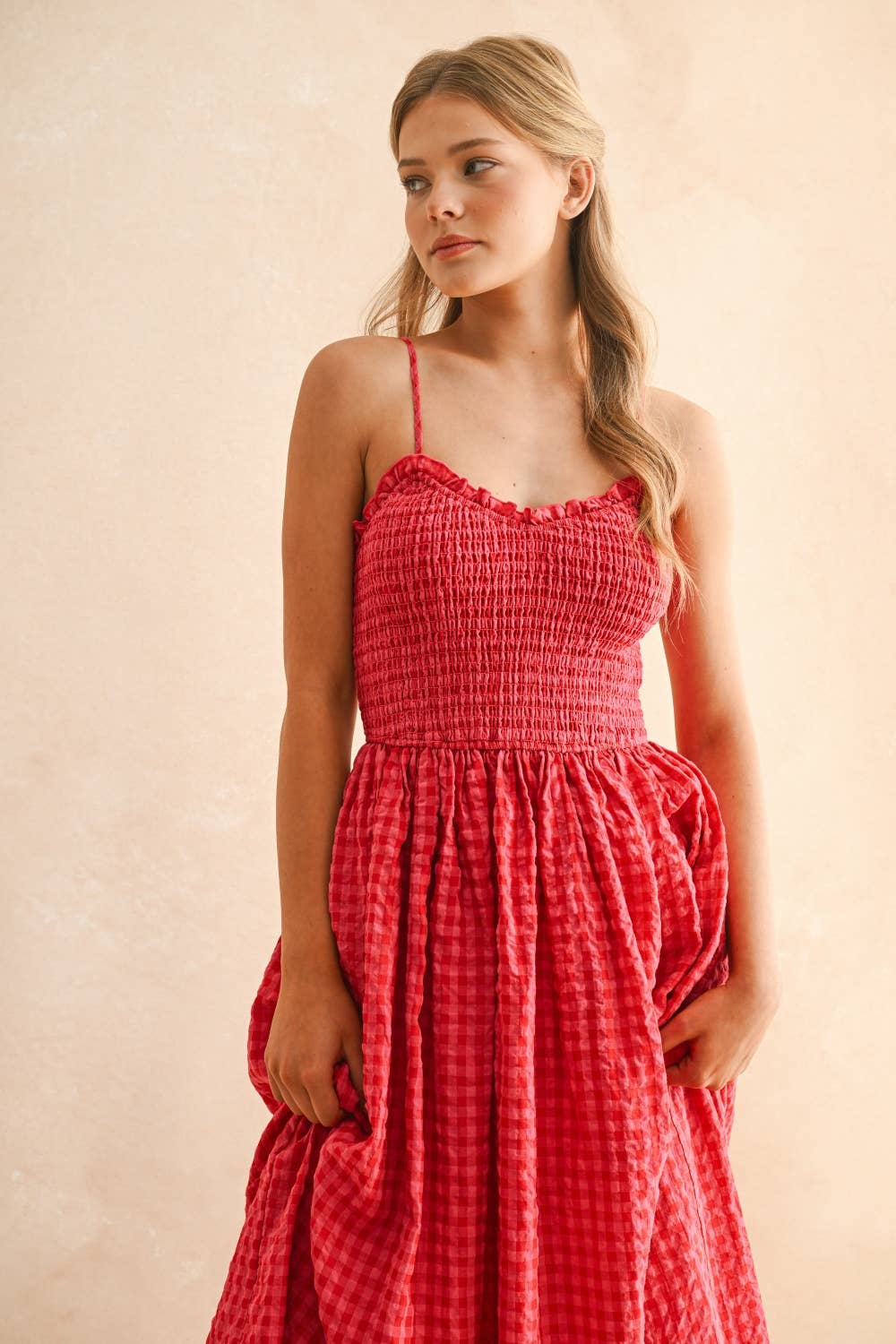 Cherry Gingham Maxi Dress