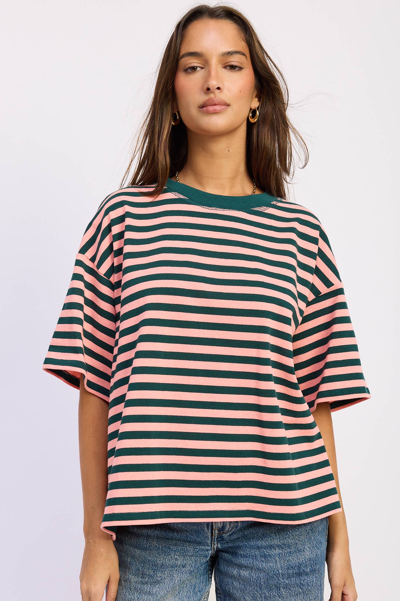 Oversized Stripe Short Sleeve T-Shirt