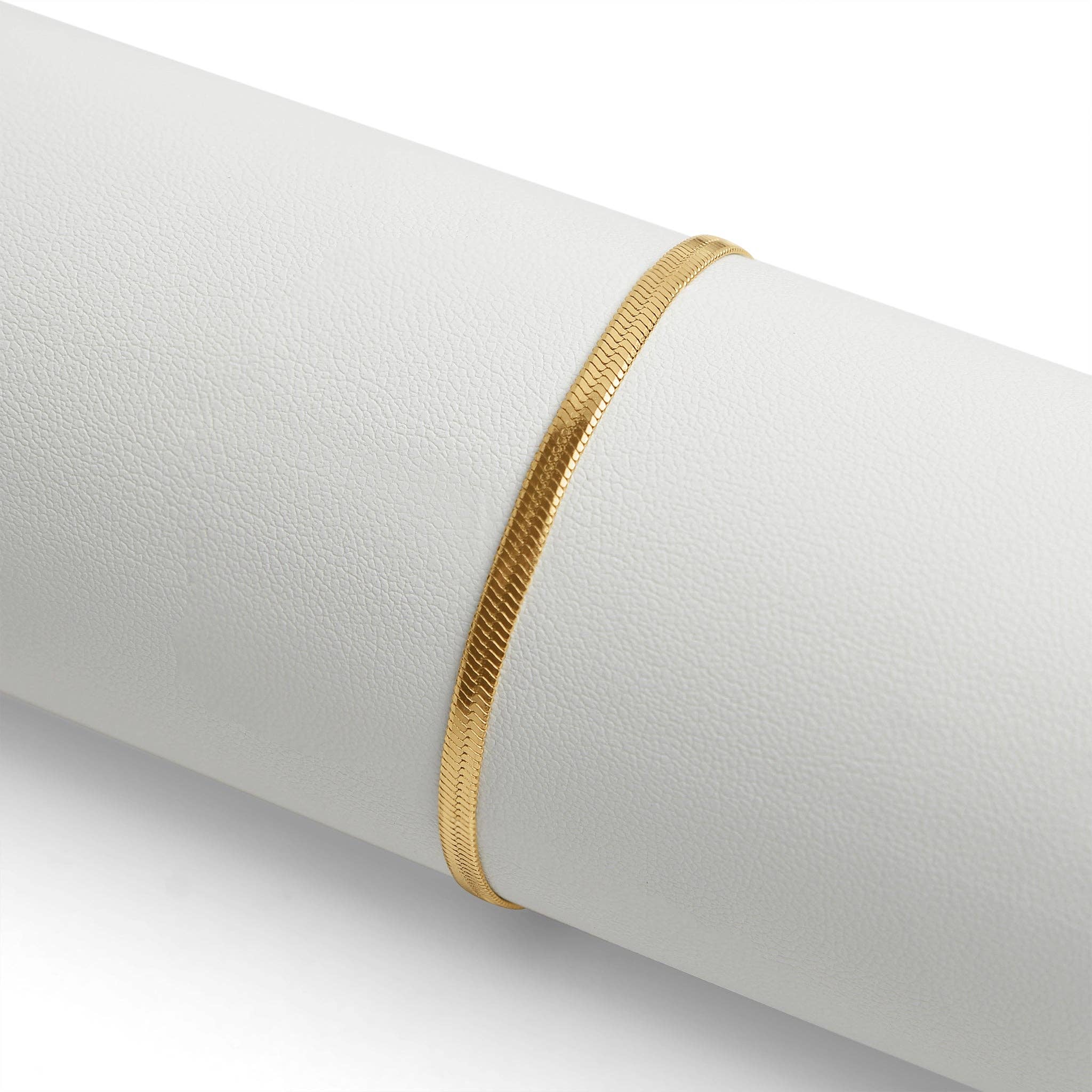 Gold Herringbone Chain Bracelet: 7" / 3mm