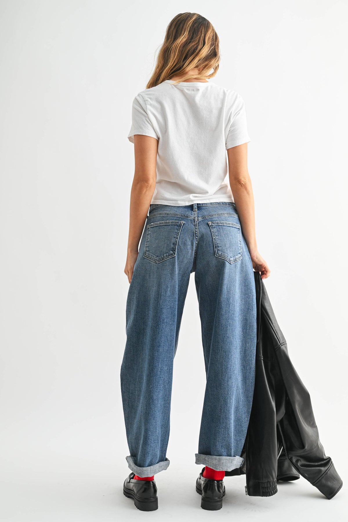 Cuffed Barrel Jean - Med Wash