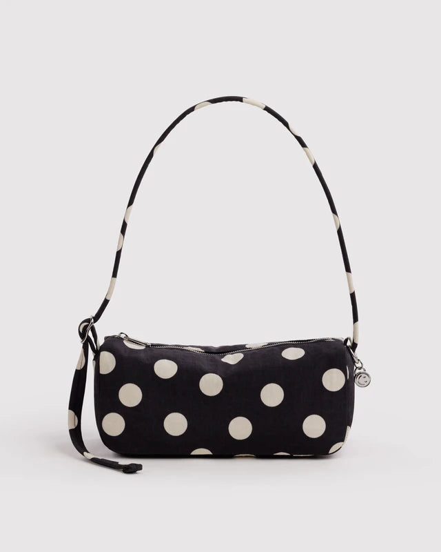 Nylon Loaf Bag - Black And Cream Polka Dot