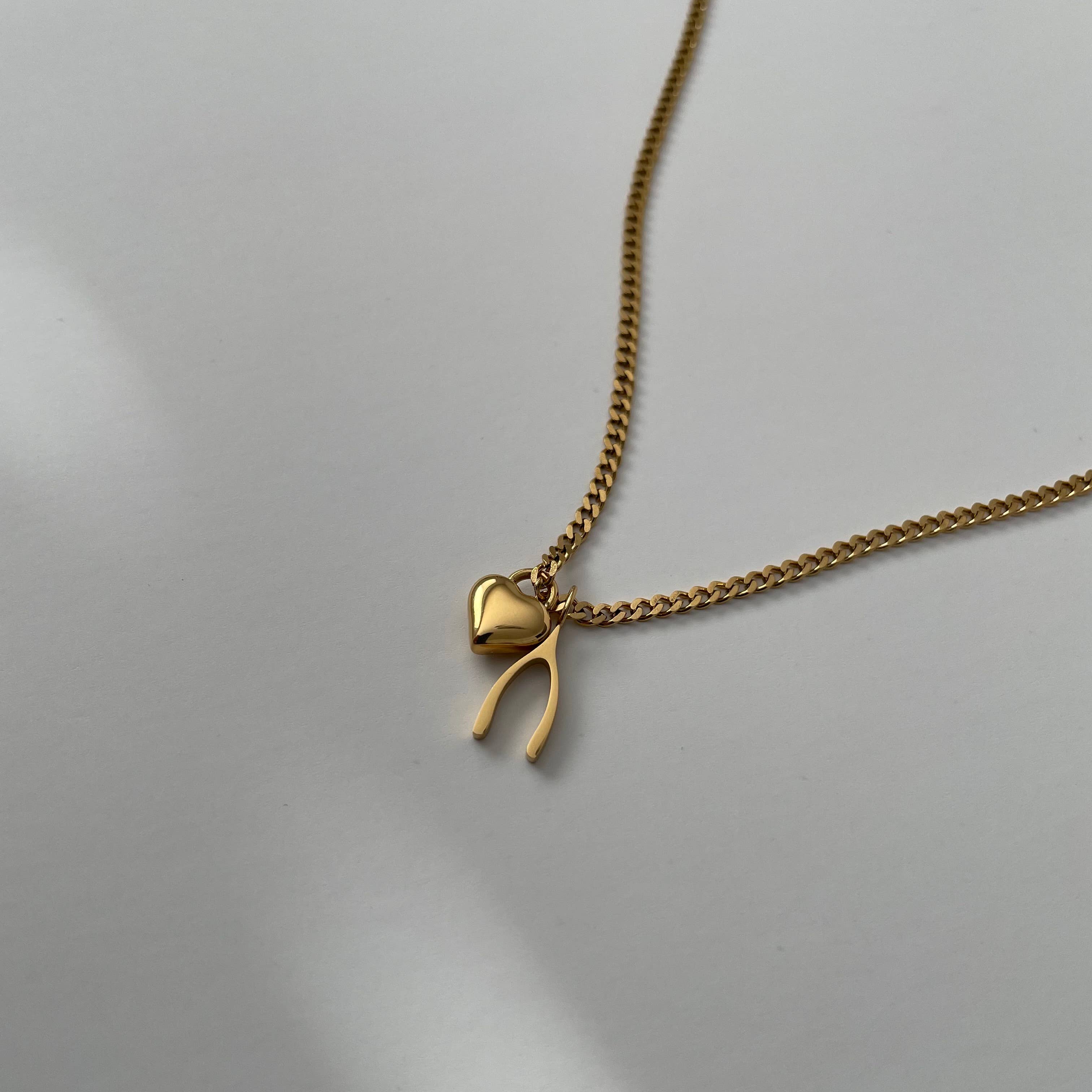 Wishbone Necklace- Gold