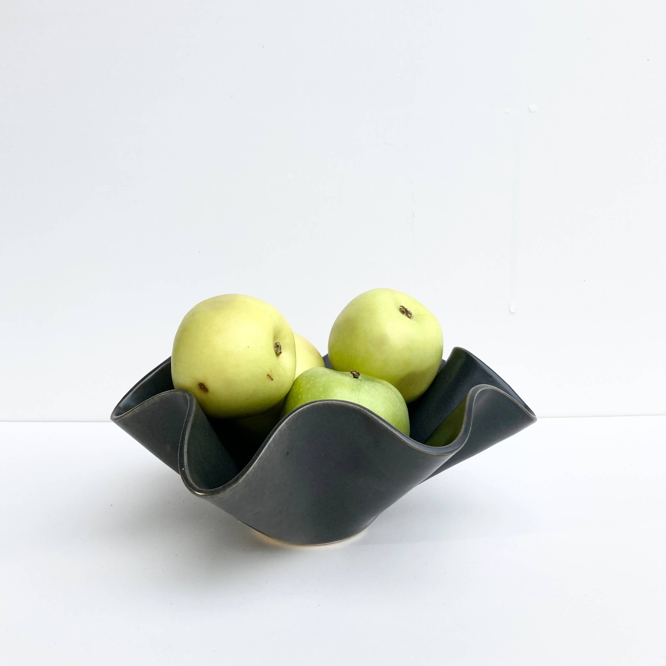 Satin Charcoal Handkerchief Trinket Bowl 