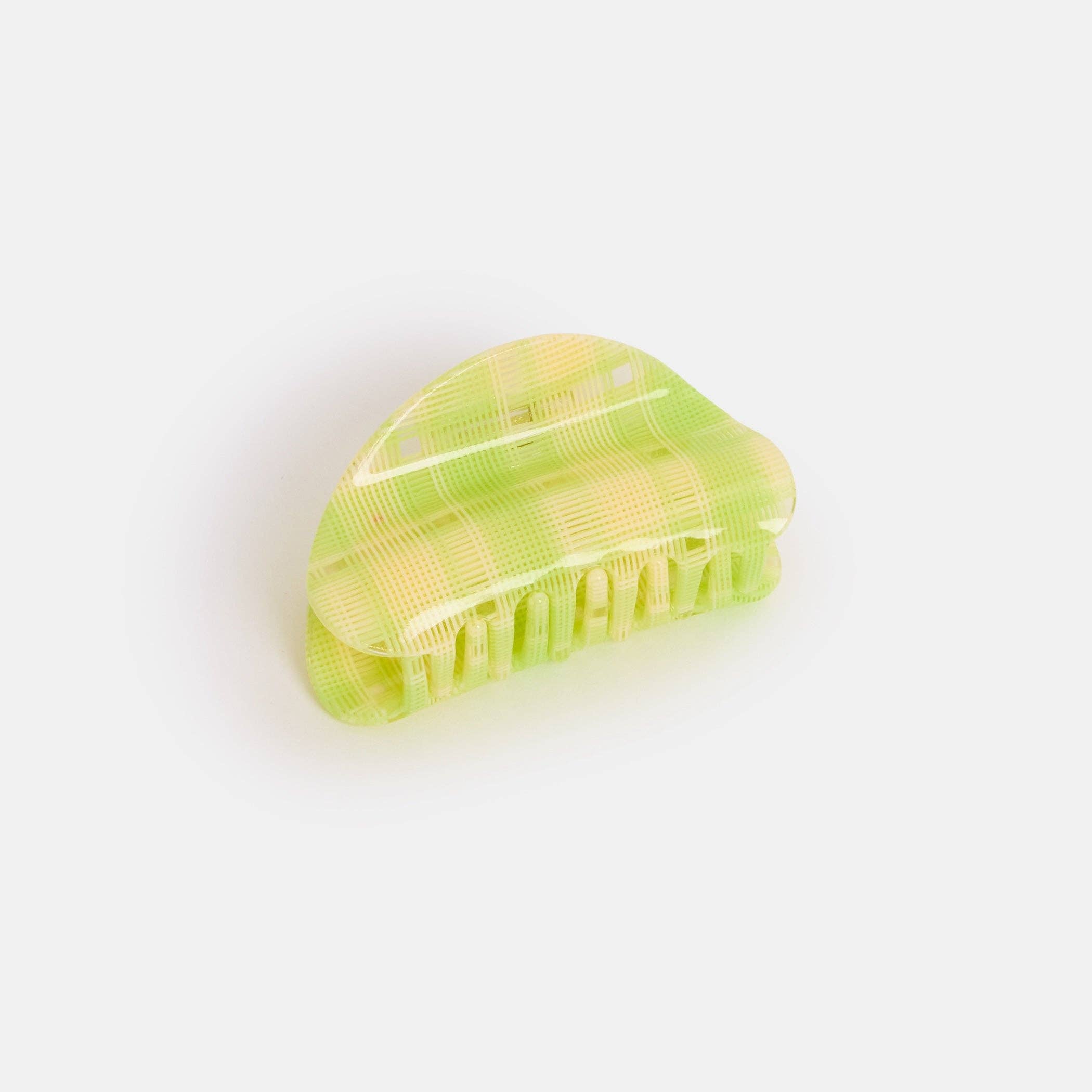 Juno Claw in Lime + Cream Plaid