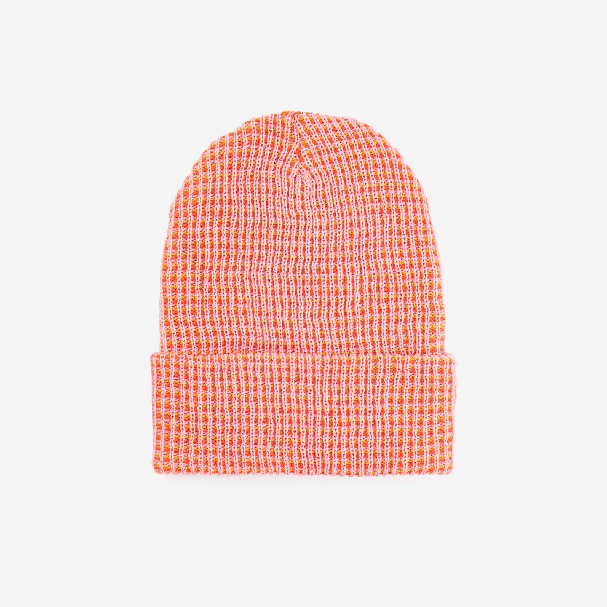 Simple Grid Knit Beanie: Pink