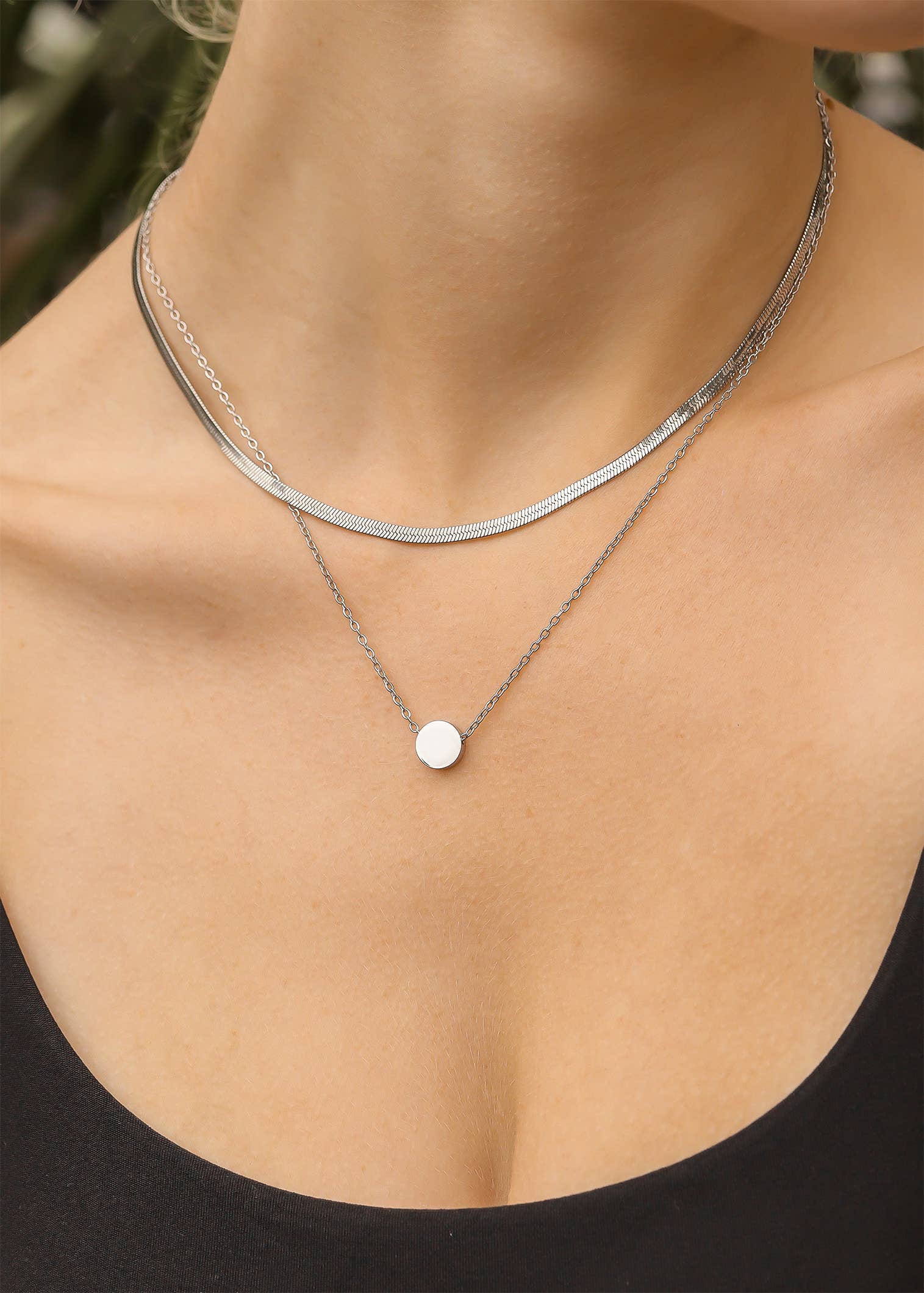 Stainless Steel Herringbone Chain Necklace