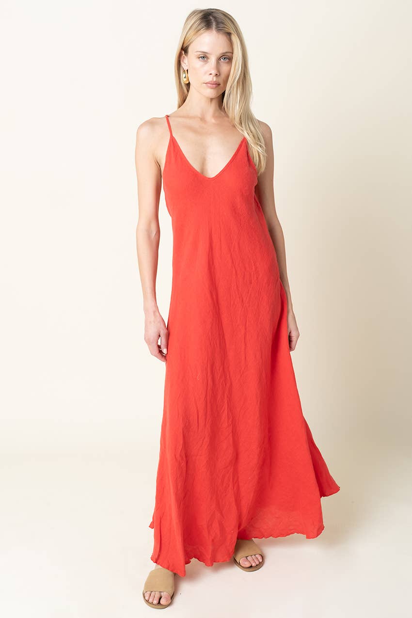 Adeline Flowy Linen Maxi Dress