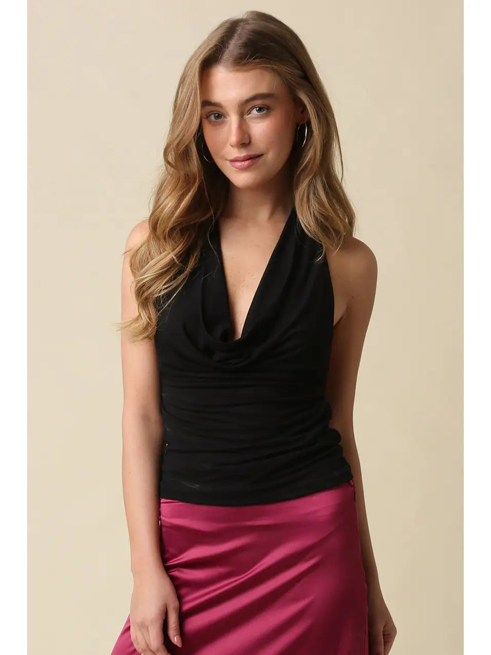 Sofia Open Back Halter Top - Black