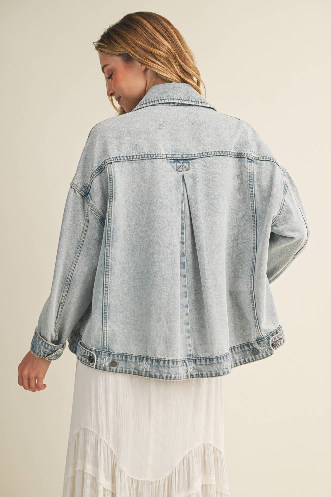 Pleated Back Denim Jacket