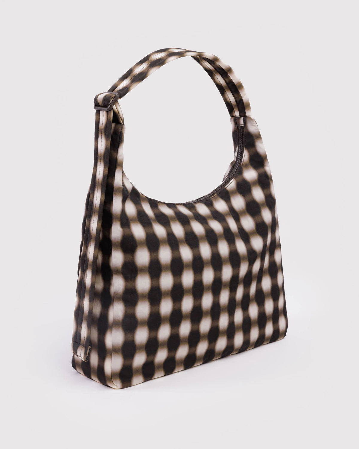 Nylon Shoulder Bag - Blurred Gingham Brown