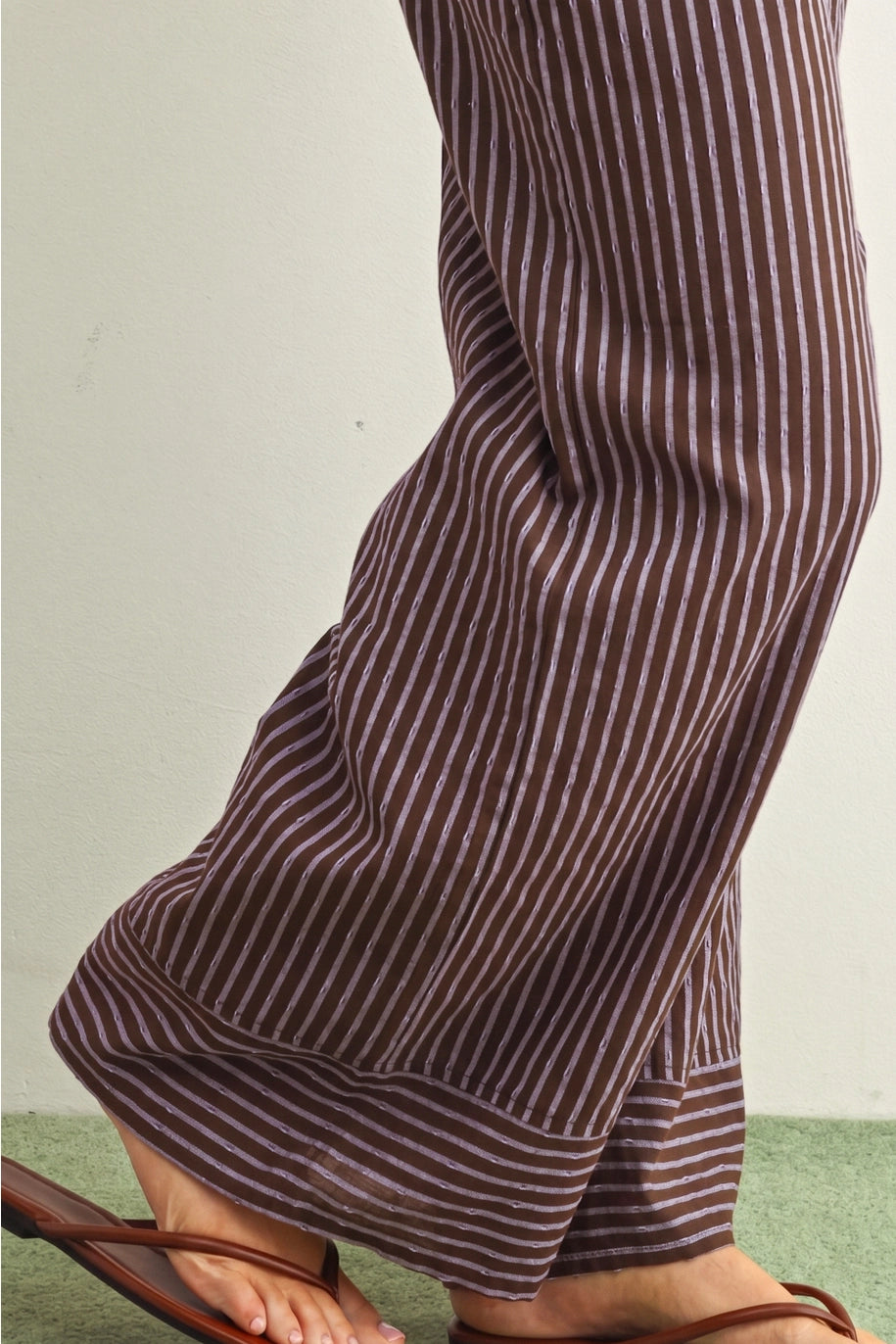 Striped Print Straight Wide Leg Pants