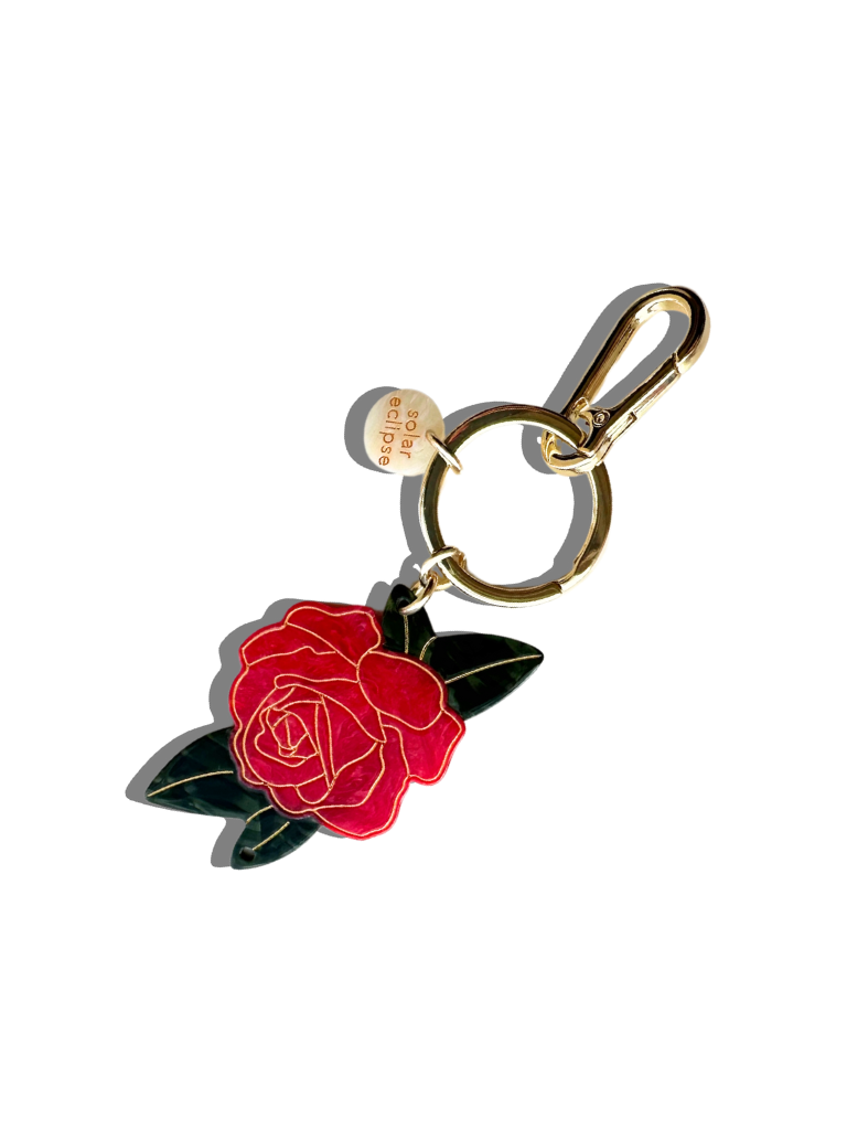 Hand-painted Rose Bag Charm + Keychain