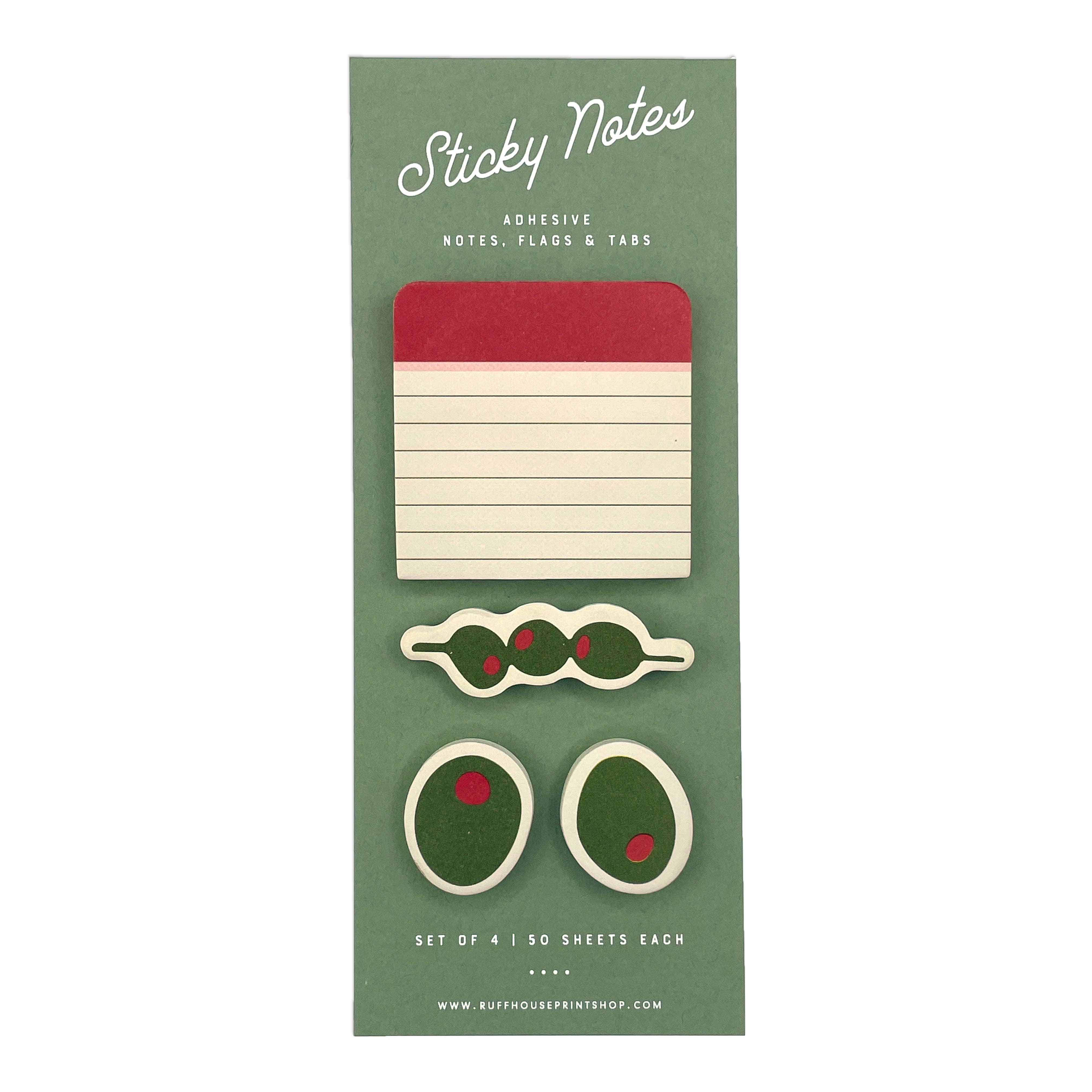Olive Sticky Note Set : Page Flags and Tabs