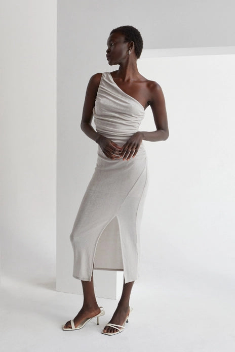 Katrina One Shoulder Knit Midi Dress 