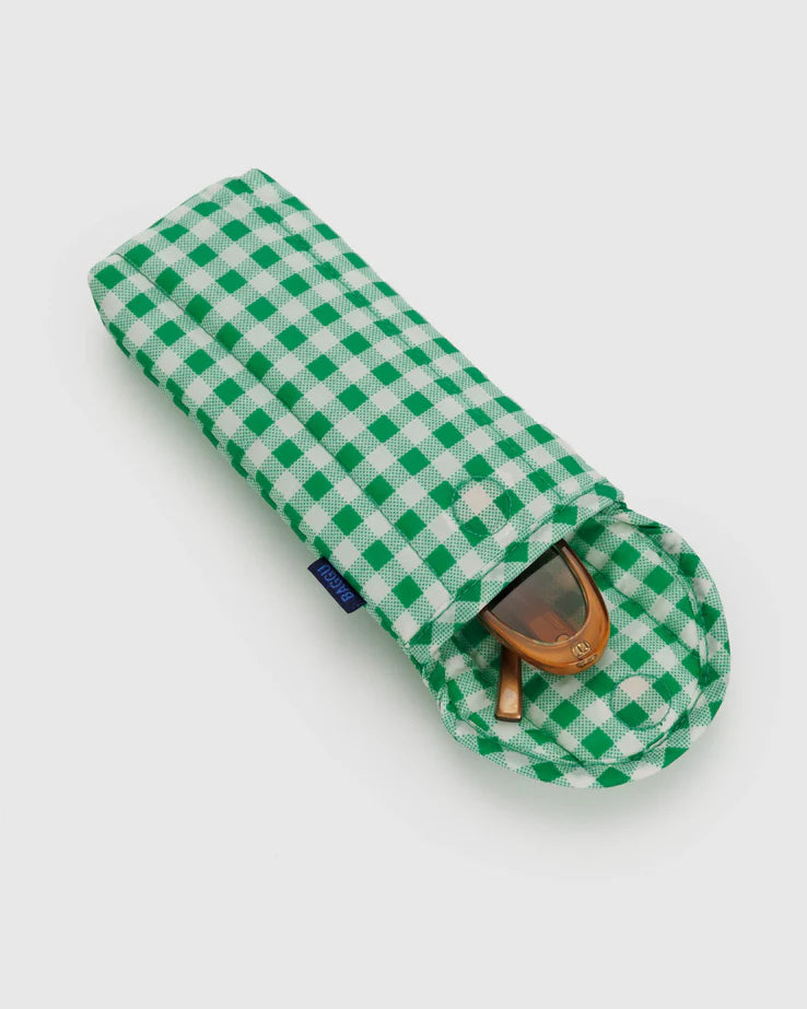 Puffy Glasses Sleeve - Green Gingham