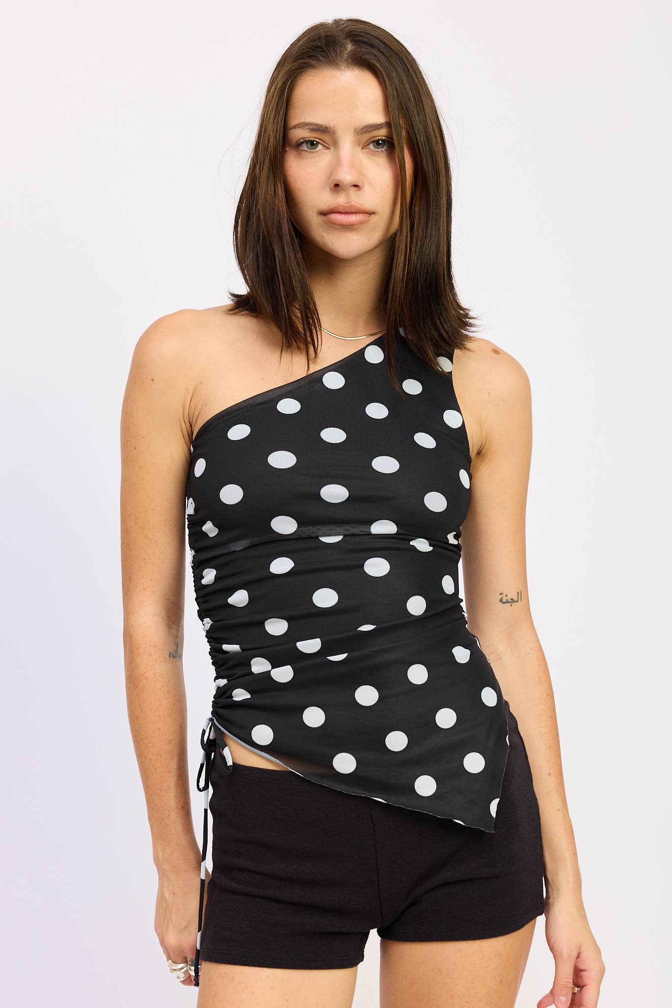 One Shoulder Polka Dot Top