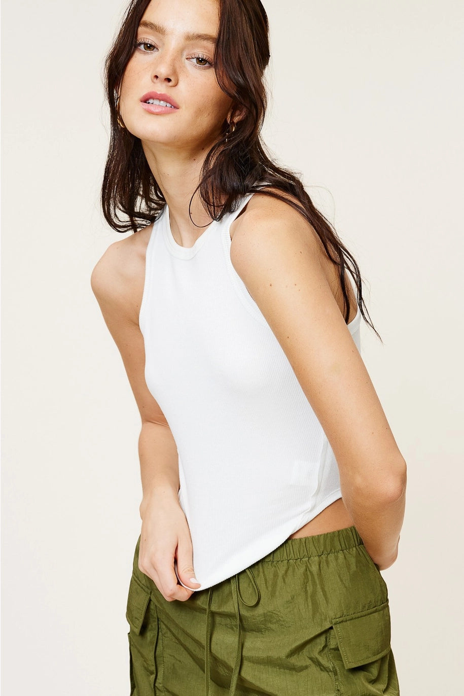 Ribbed High Low Tank - Ivory