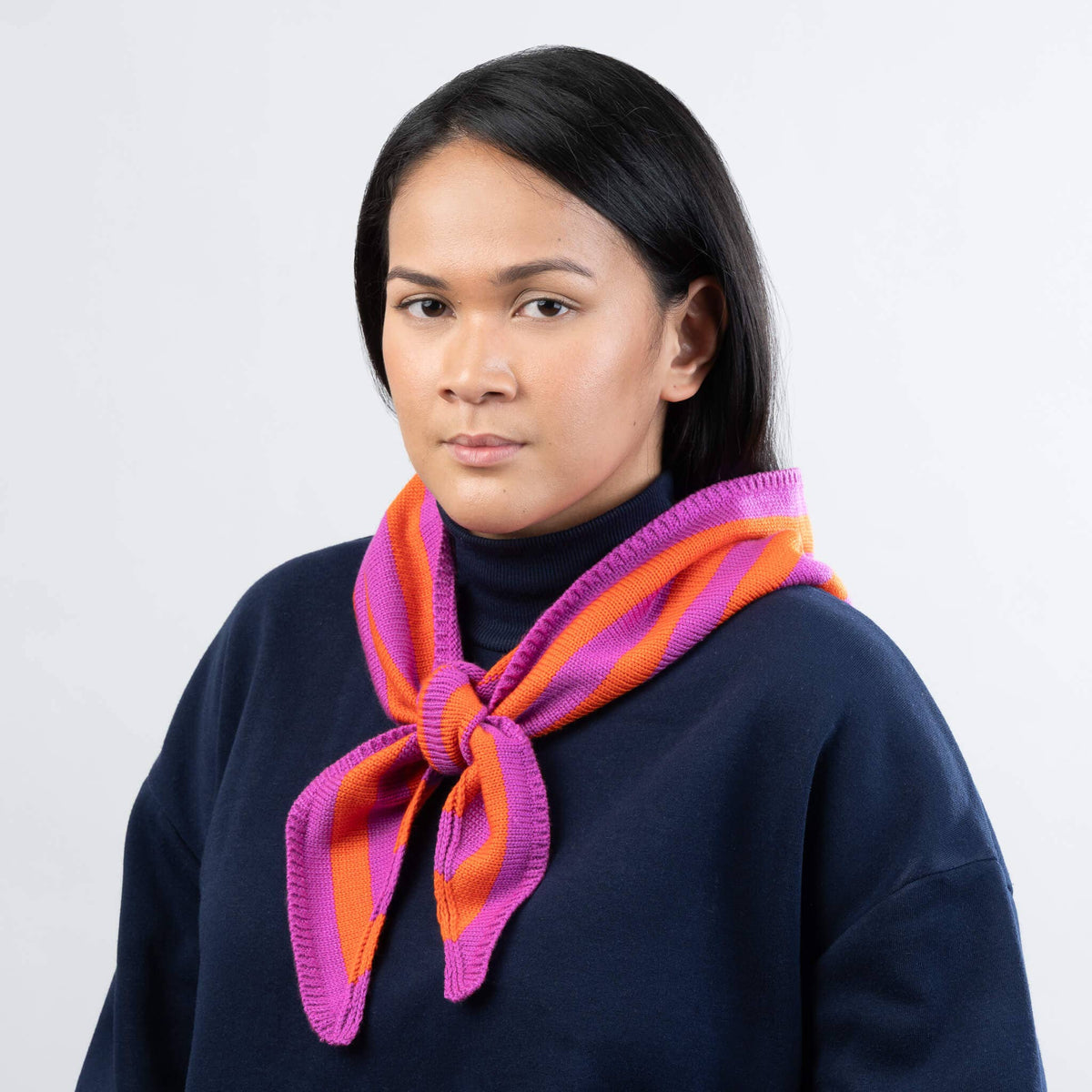 Simple Stripe Triangle Scarf: Poppy Magenta