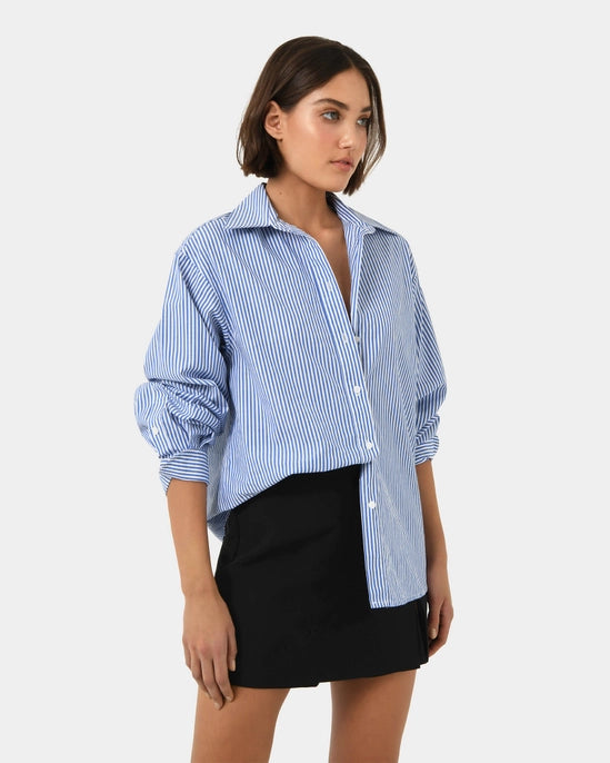 Manhattan Striped Cotton Shirt - Blue