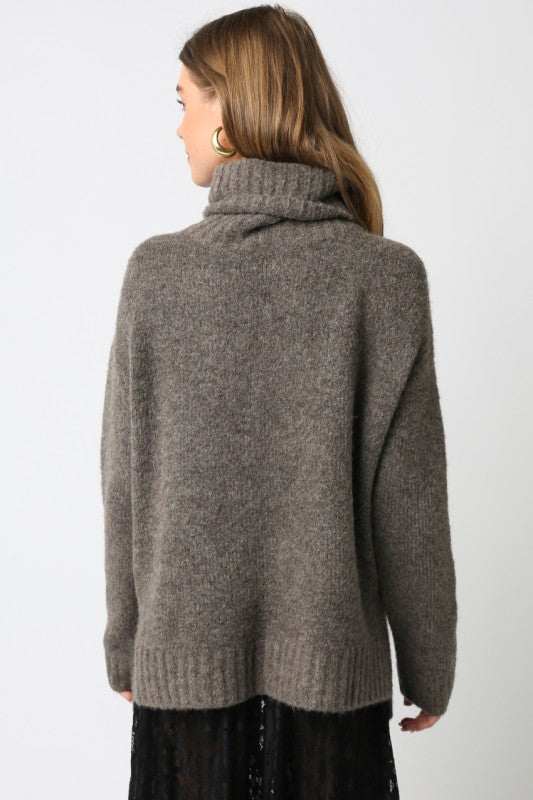 Fuzzy Turtleneck Oversized Sweater