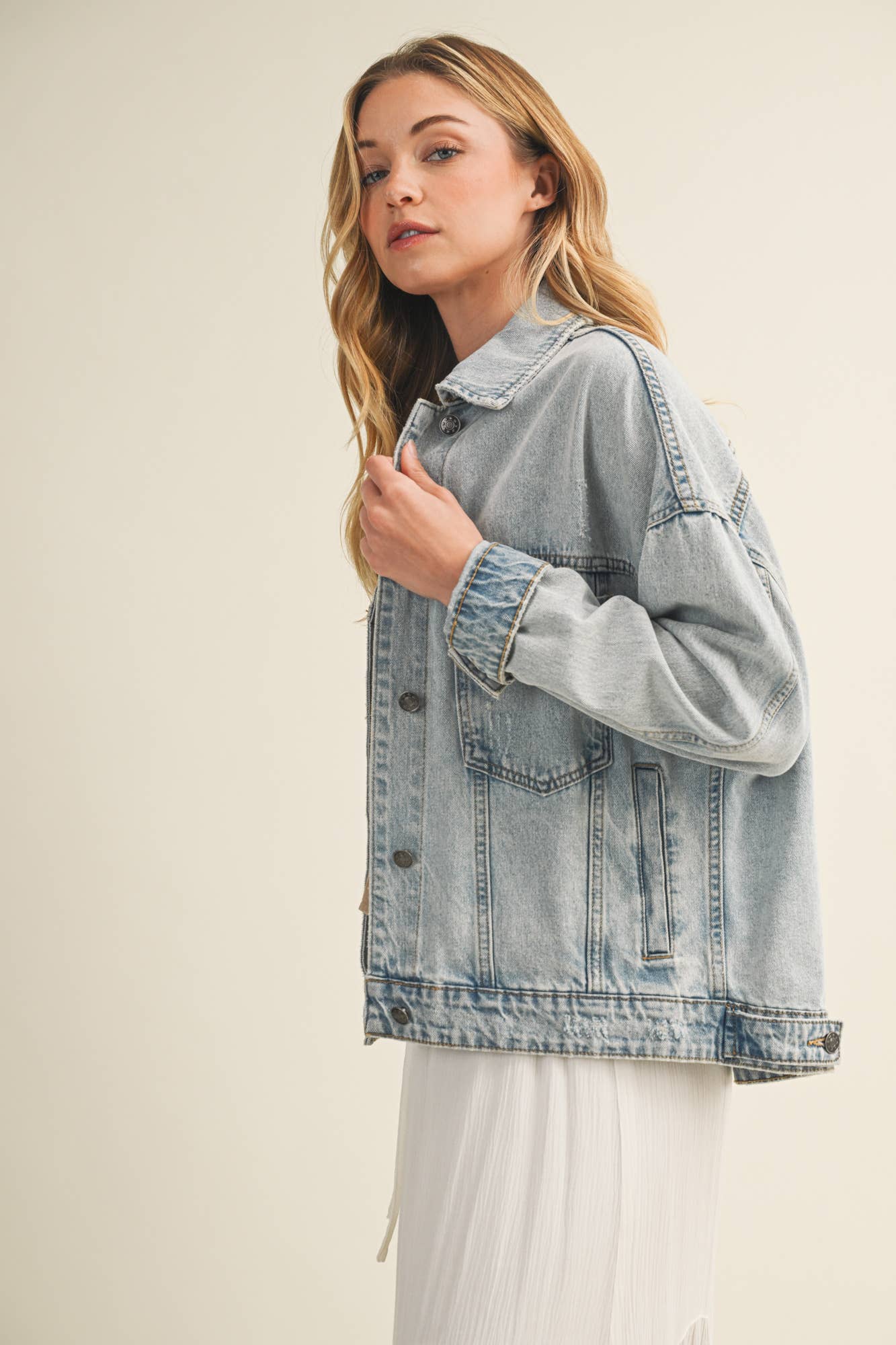 Pleated Back Denim Jacket