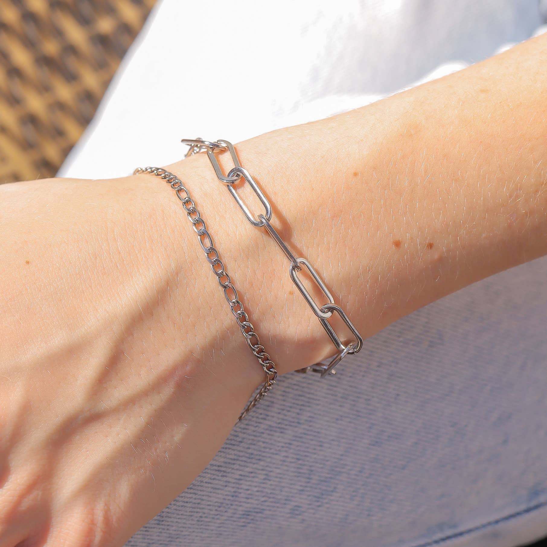 Stainless Steel Mini Paperclip Chain Bracelet