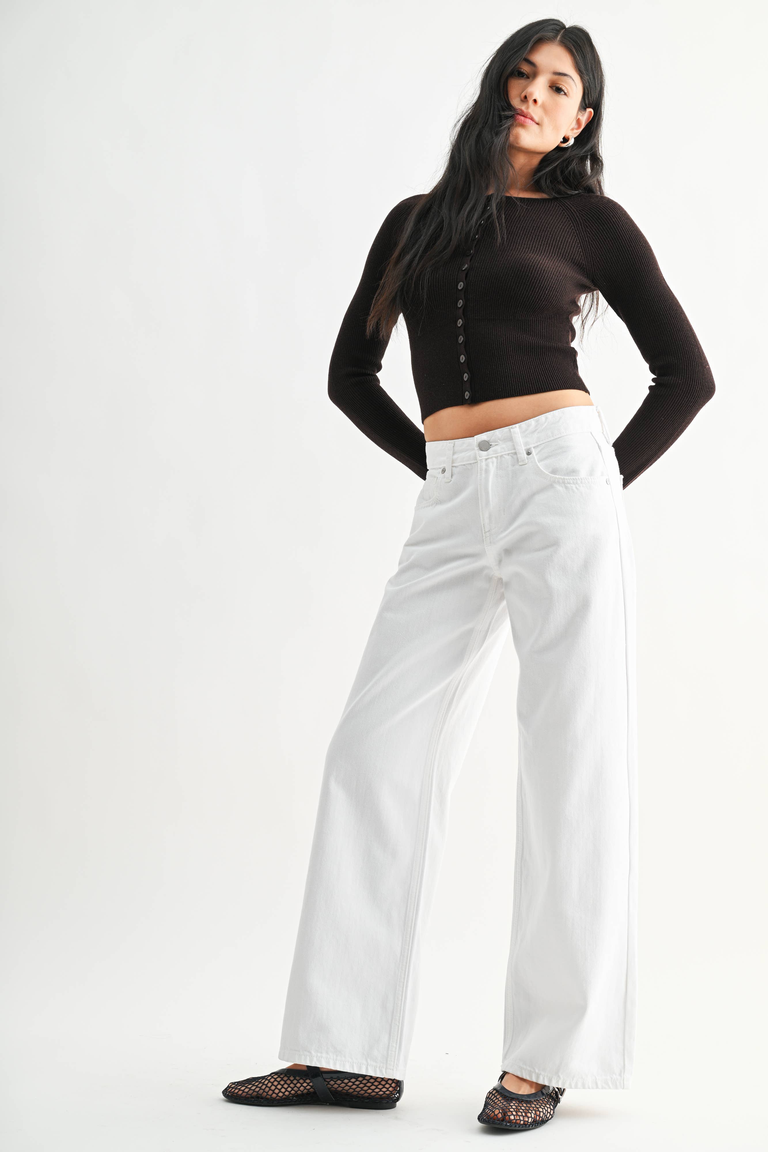 White Baggy Wide Leg Jean