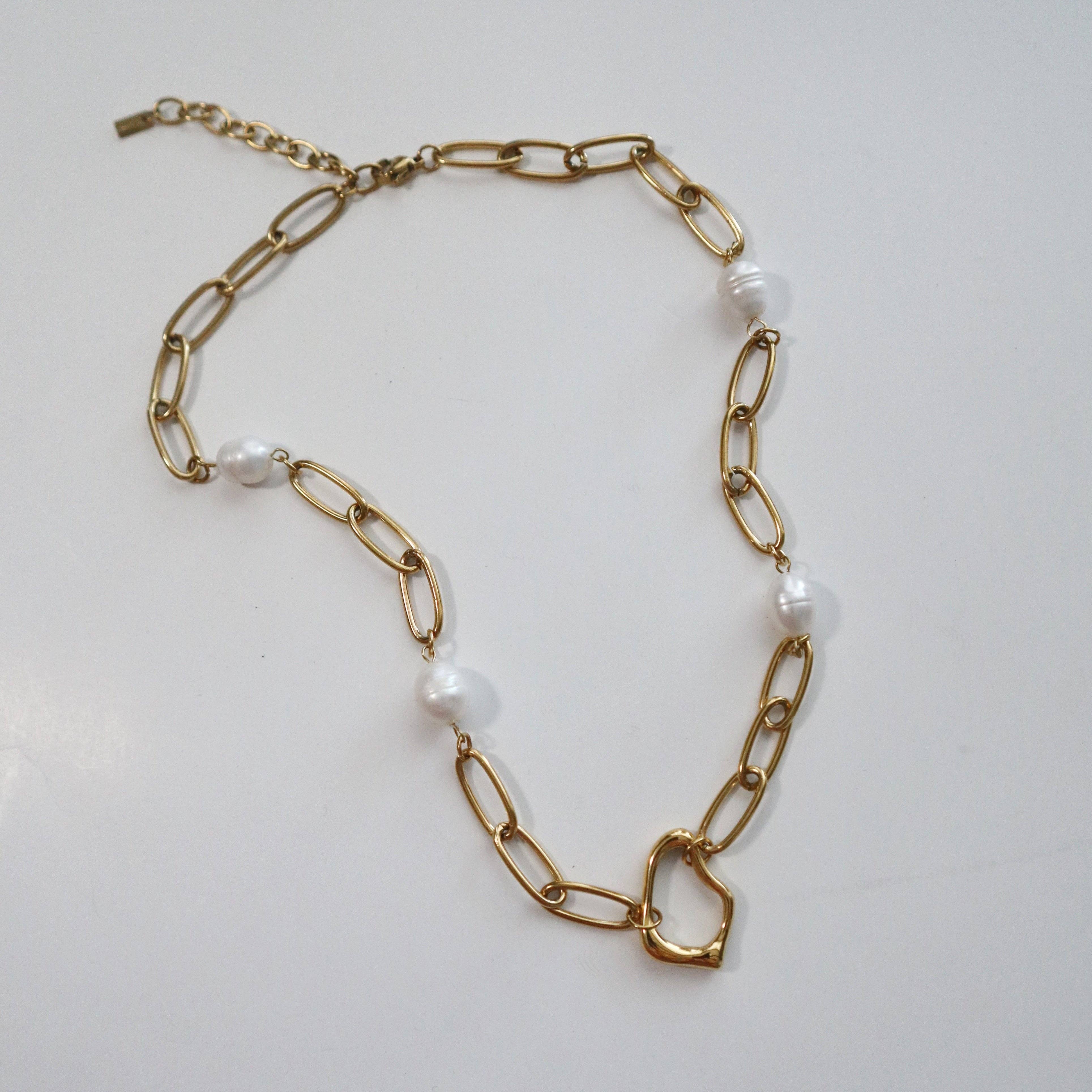 Ayla Pearl Paperclip Necklace