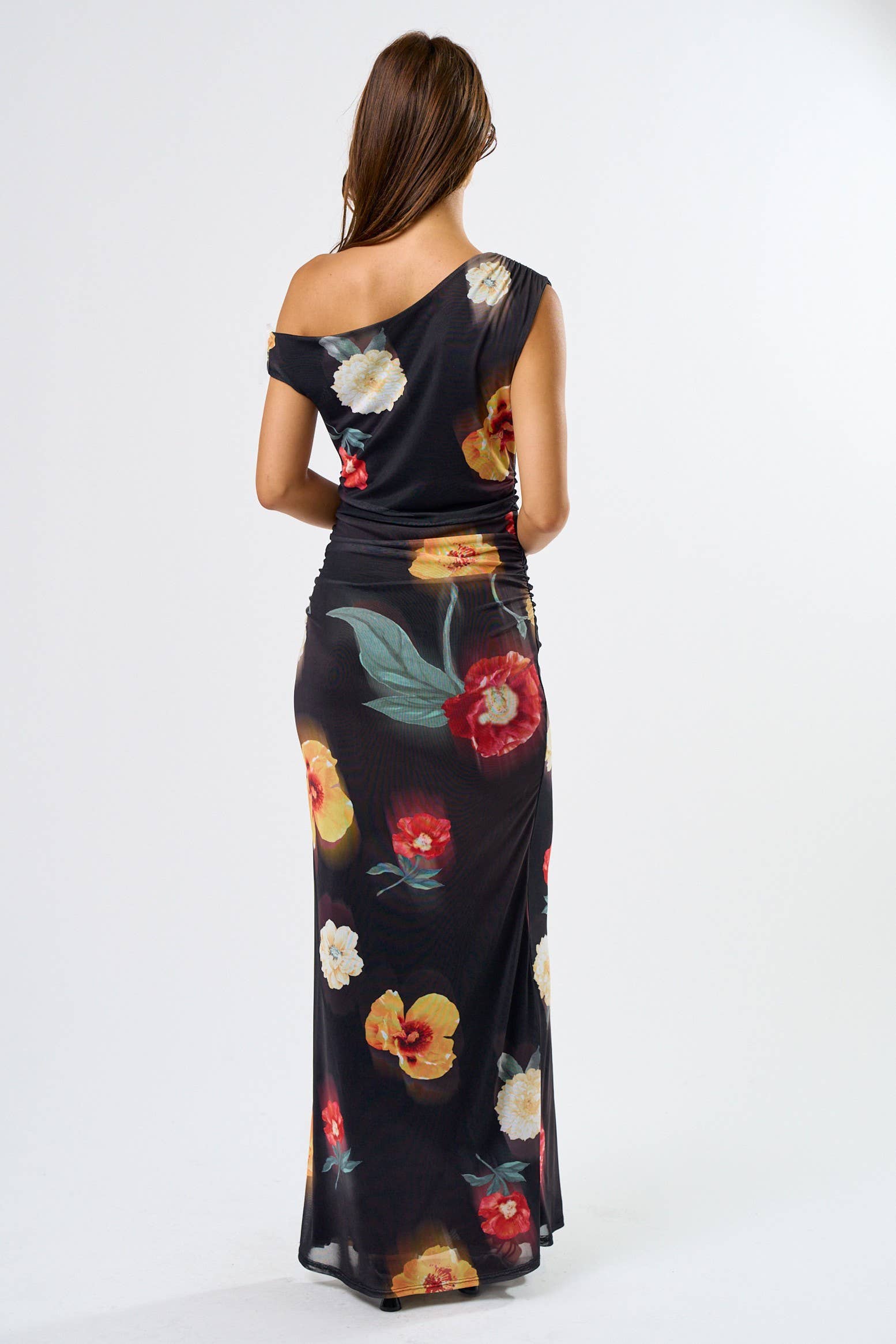 Asymmetrical Floral Maxi Dress