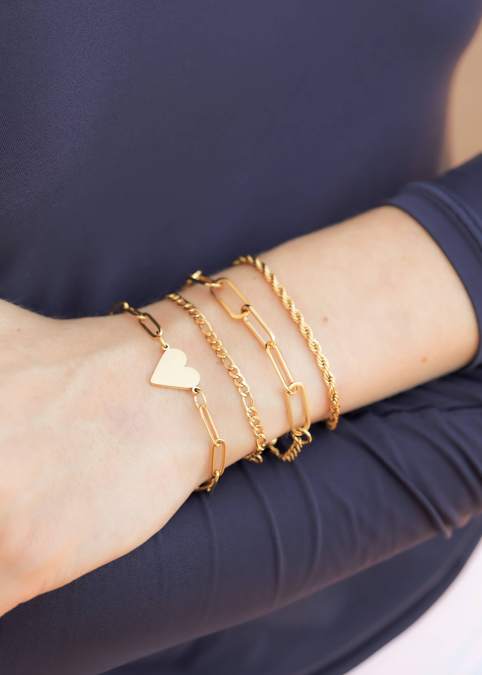 Gold Plated Mini Paperclip Chain Bracelet