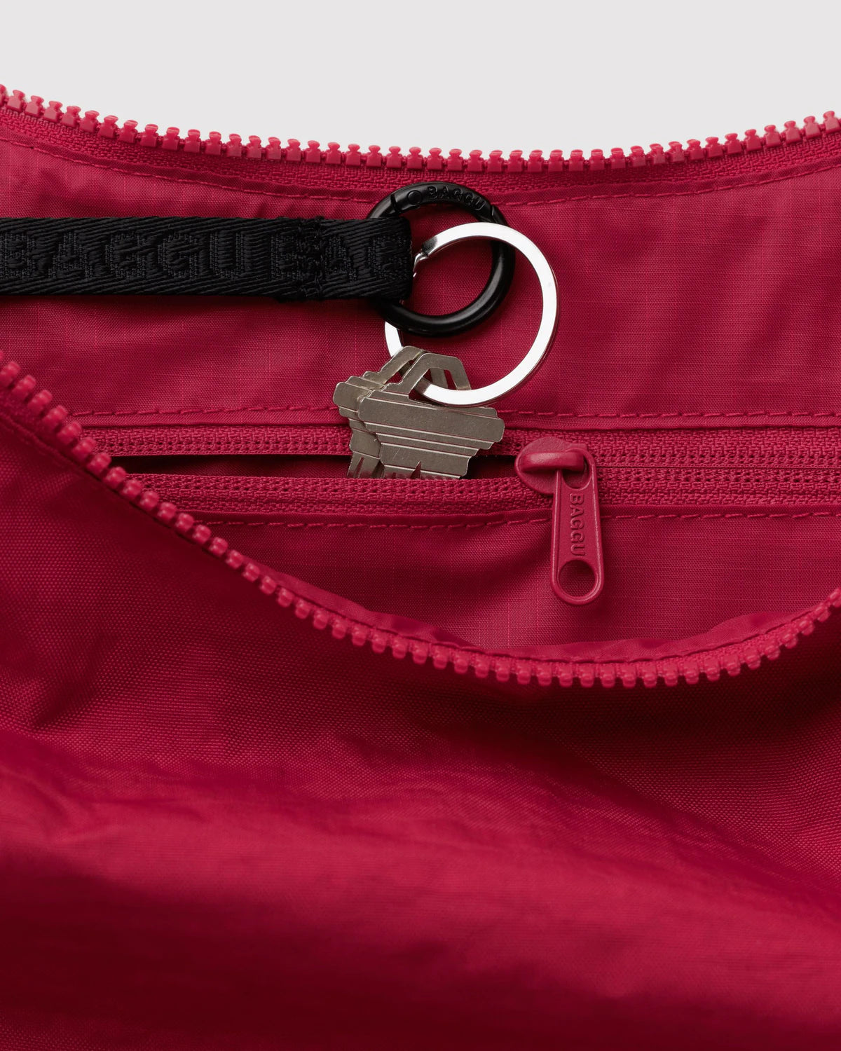 Medium Nylon Crescent Bag -  Cherry