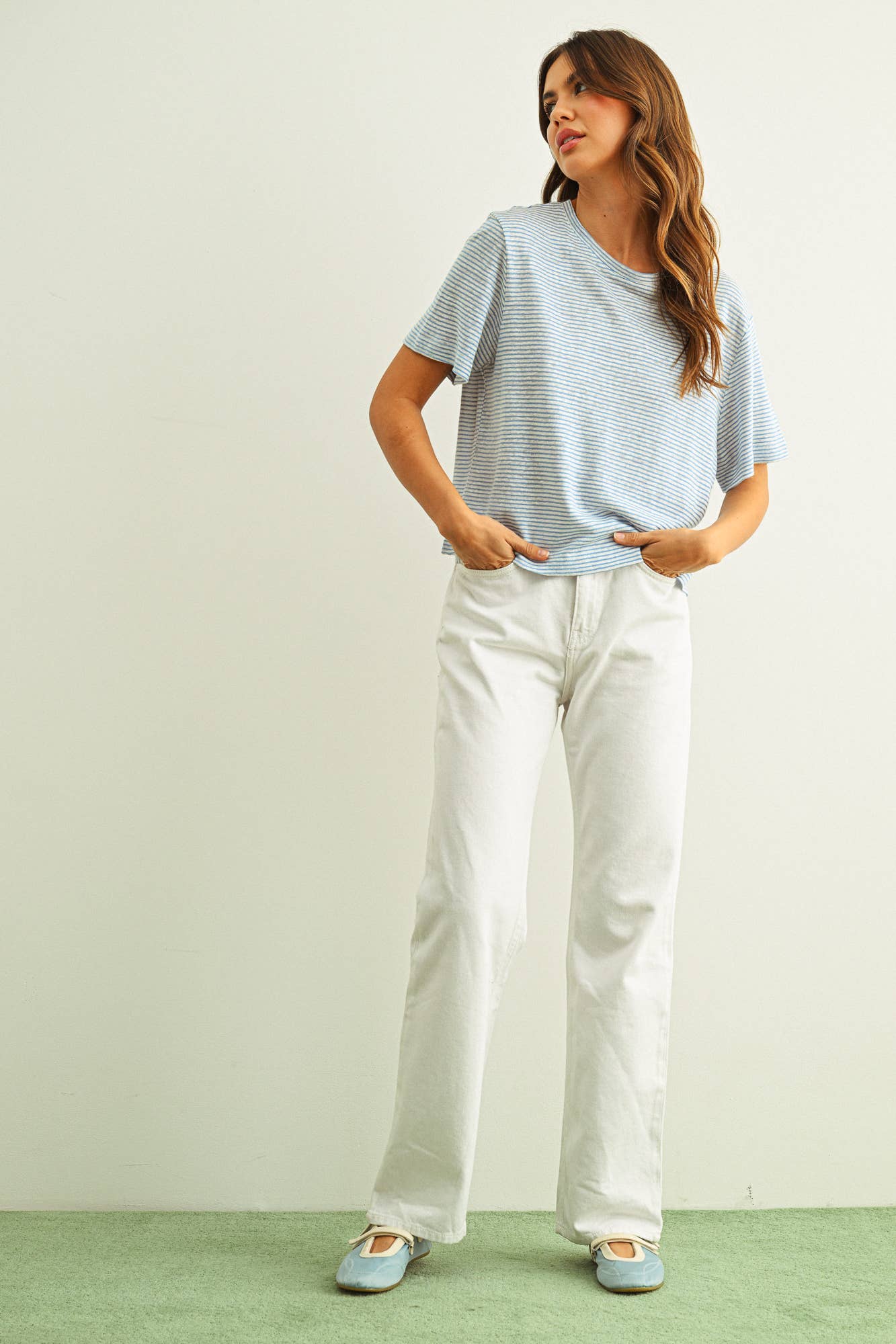 Blue Stripe Boxy Tee
