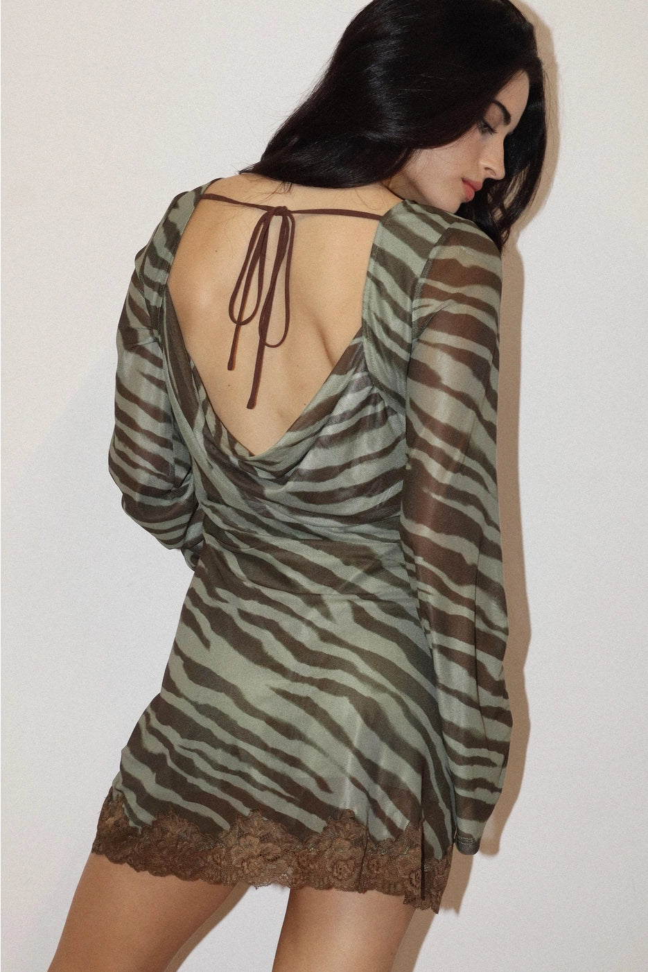 Zebra Mesh Mini Dress