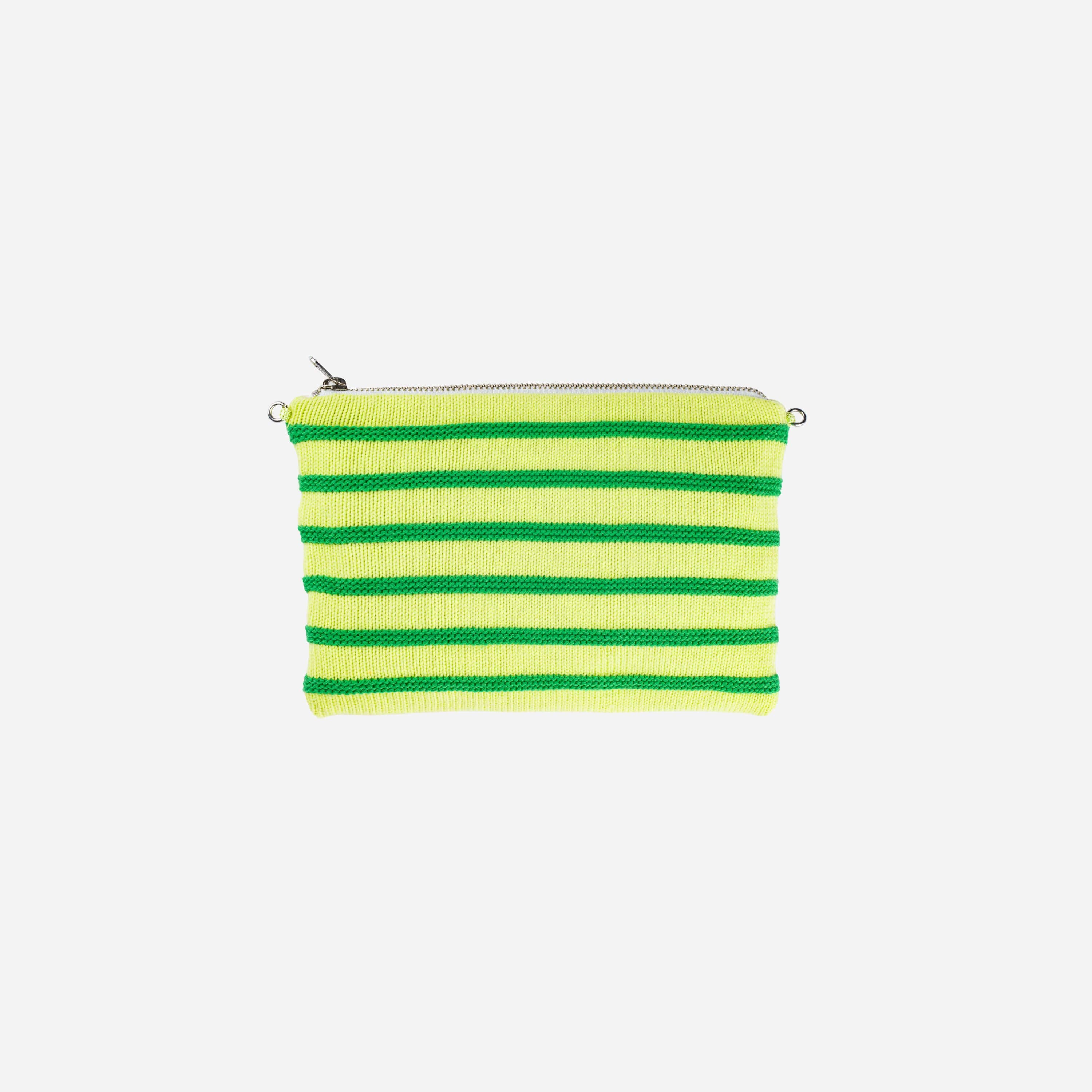Super Stripe Knit Pouch: Lime Green